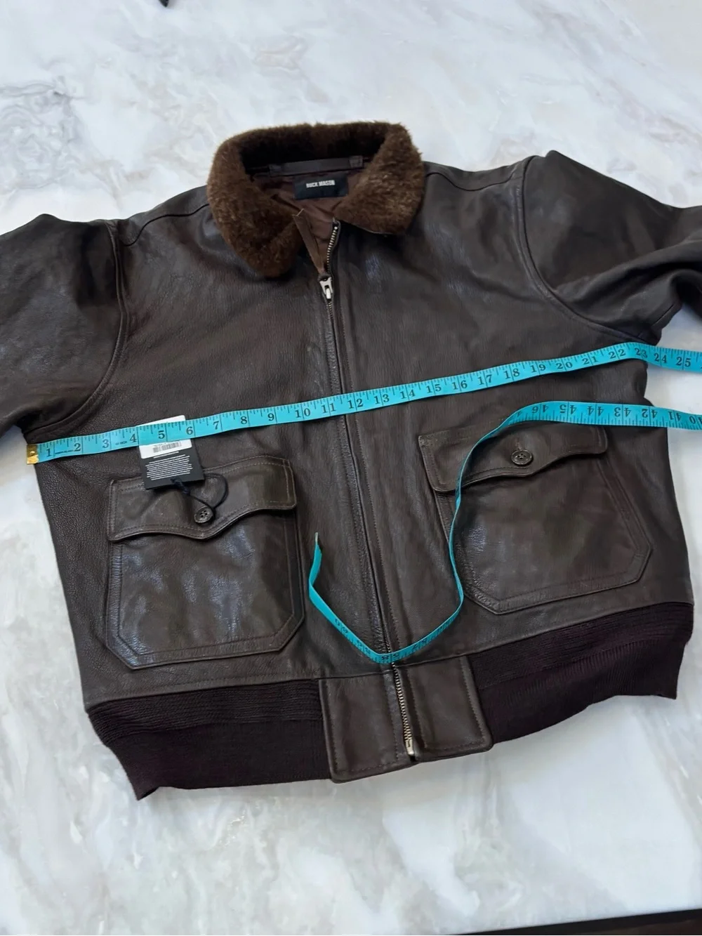 Buck Mason Men’s Ranger Leather G-1 Flight Jacket Size Large Brown